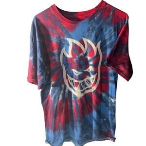 Spitfire Men's Tie-Dye T-Shirt L Red White Blue Graphic Skate Streetwear